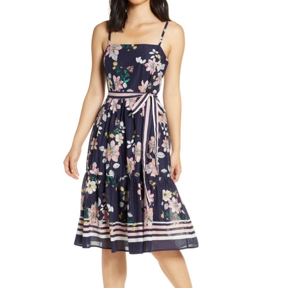 Vince Camuto floral belted cotton sundress 16